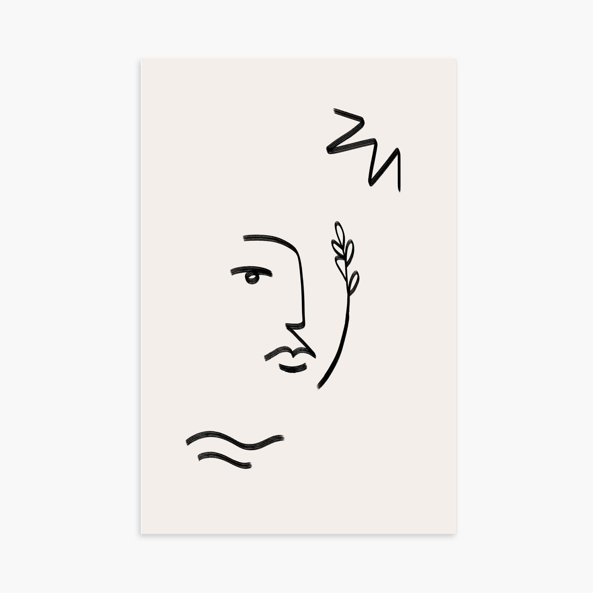 Line Art - Visage au rameau