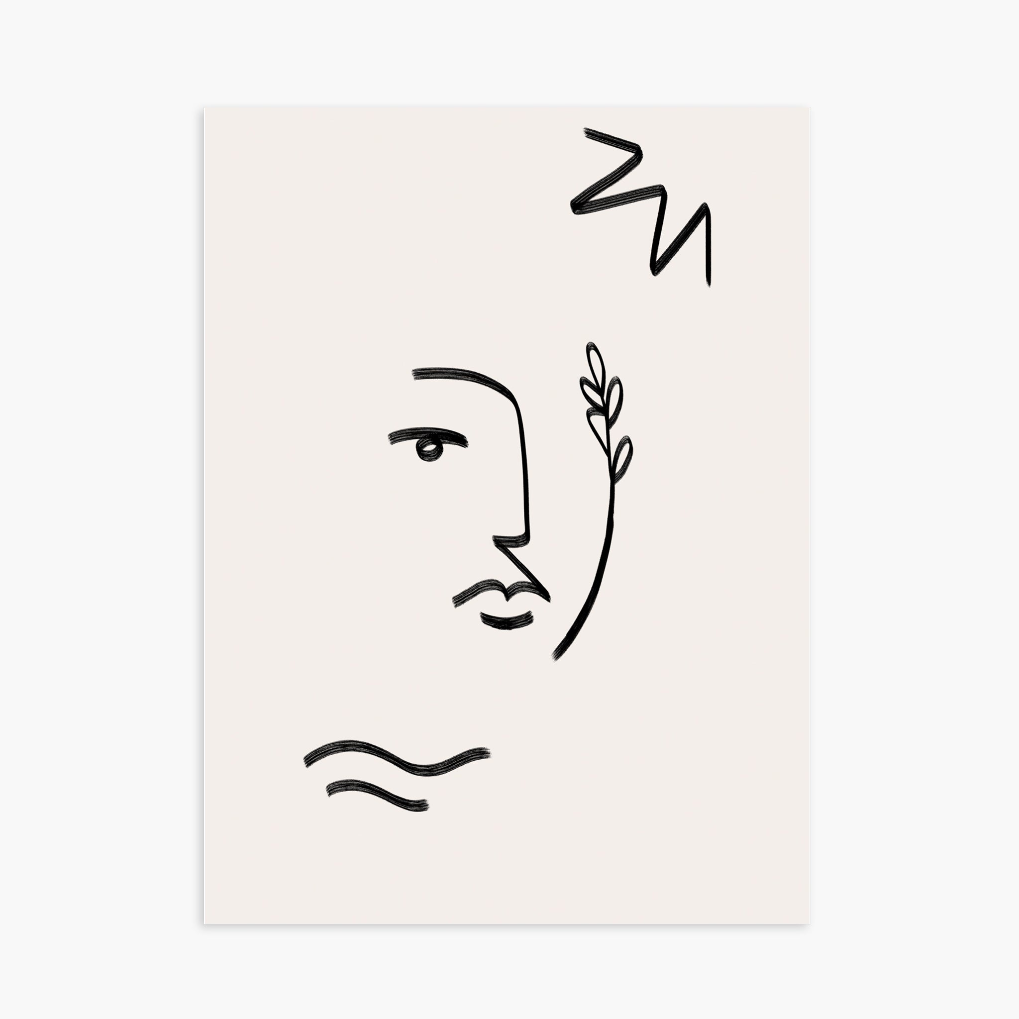 Line Art - Visage au rameau