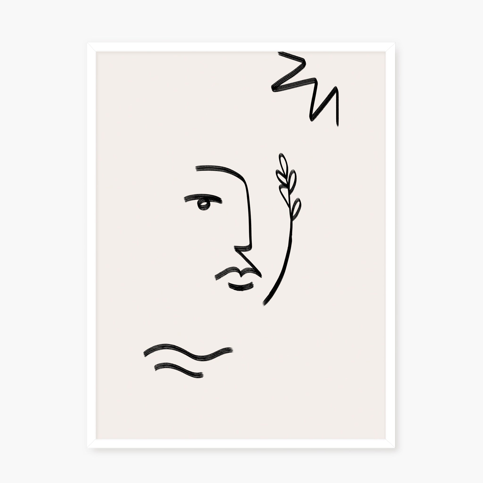 Line Art - Visage au rameau