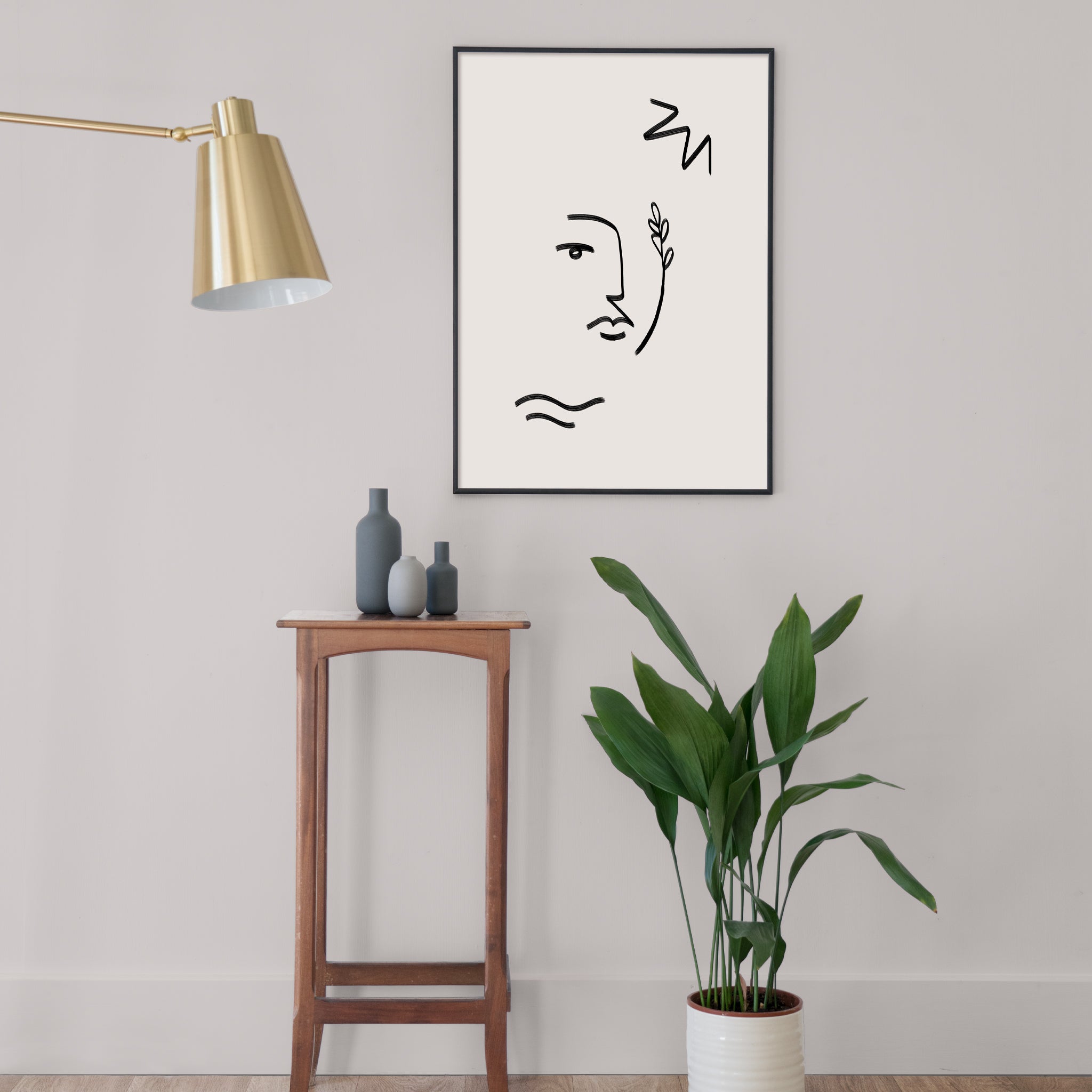 Line Art - Visage au rameau