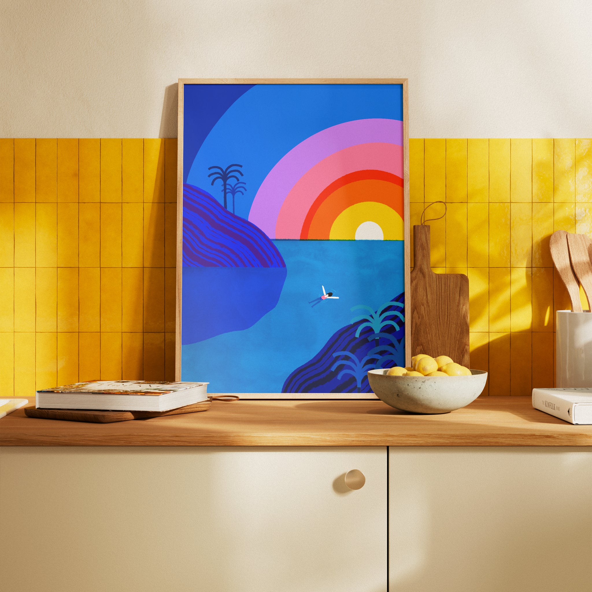 Amarillo sobre azul