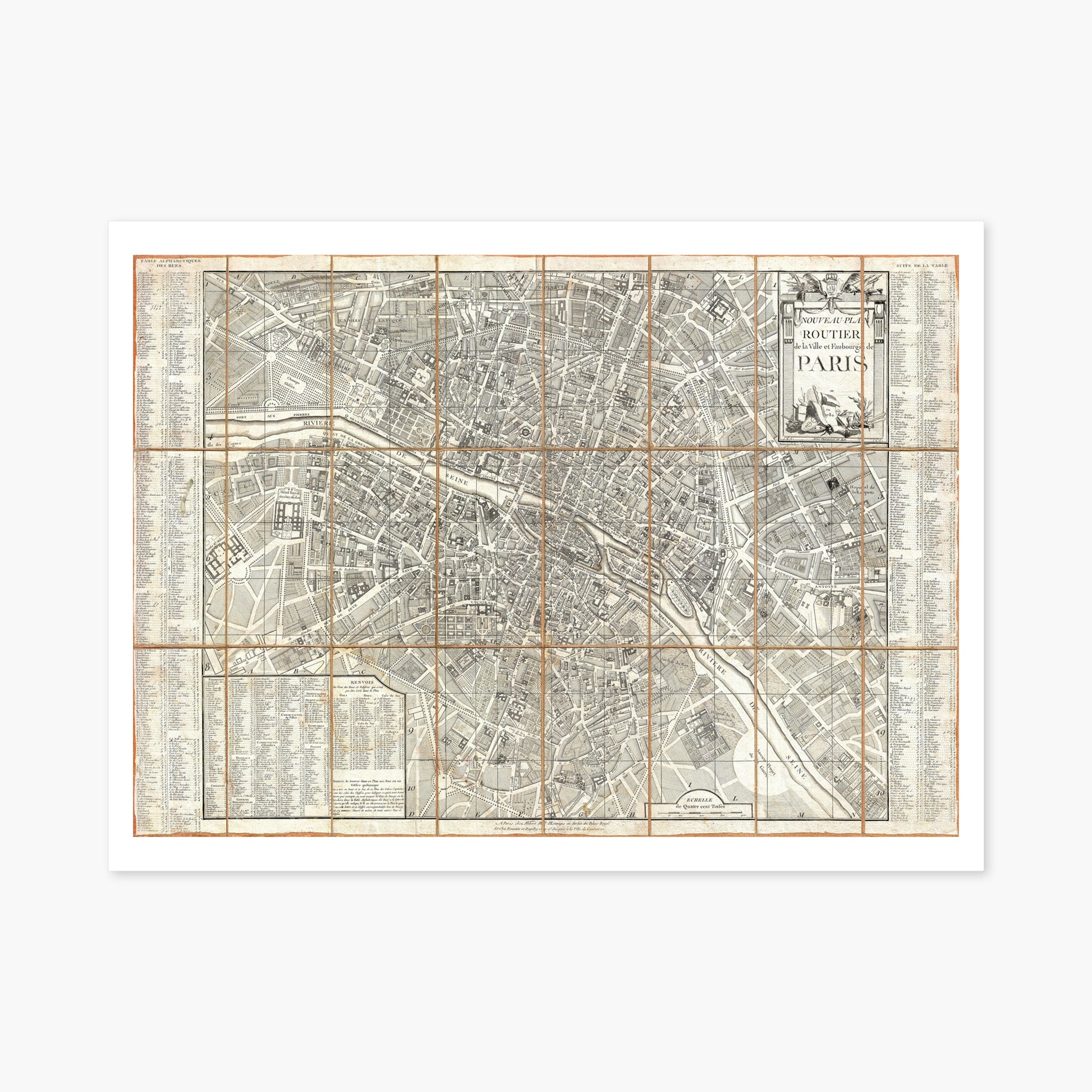 Plan Routier, Paris au XVIII° siècle