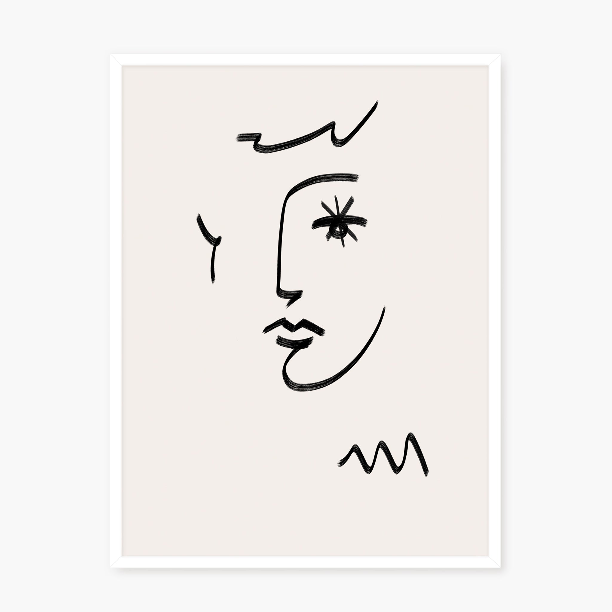 Line Art - Visage au regard en étoile