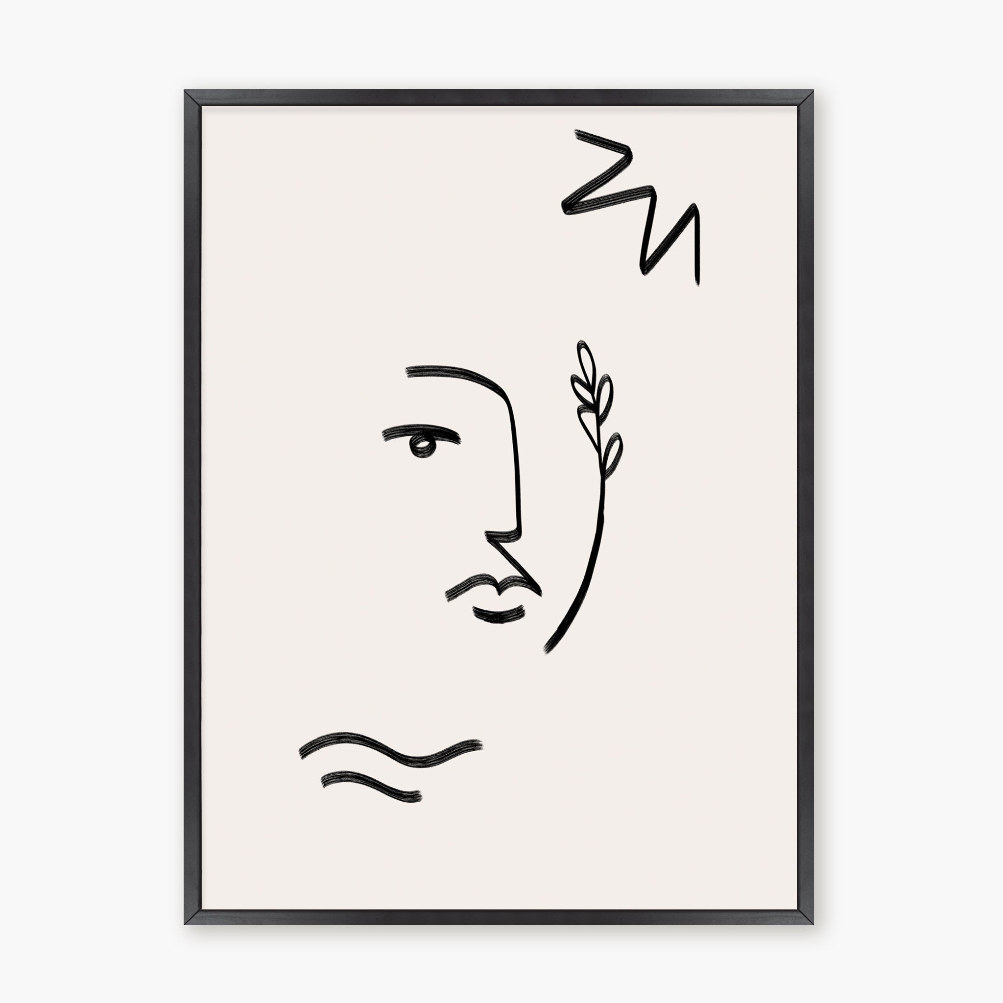 Line Art - Visage au rameau