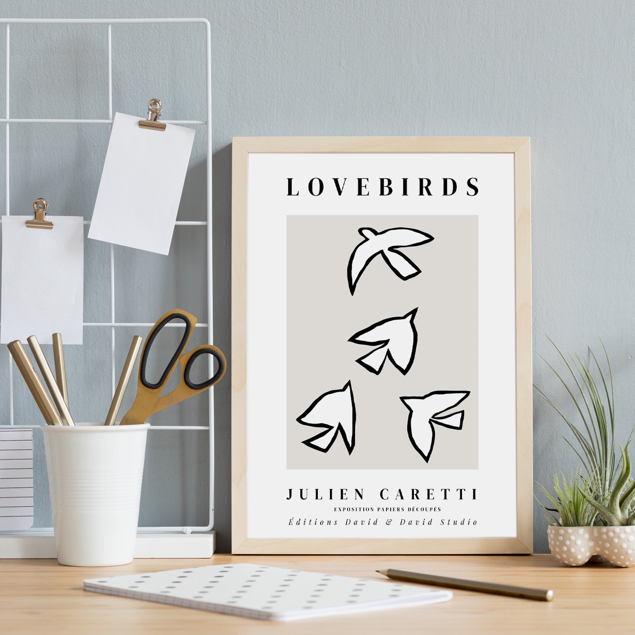 Lovebirds - Fond gris