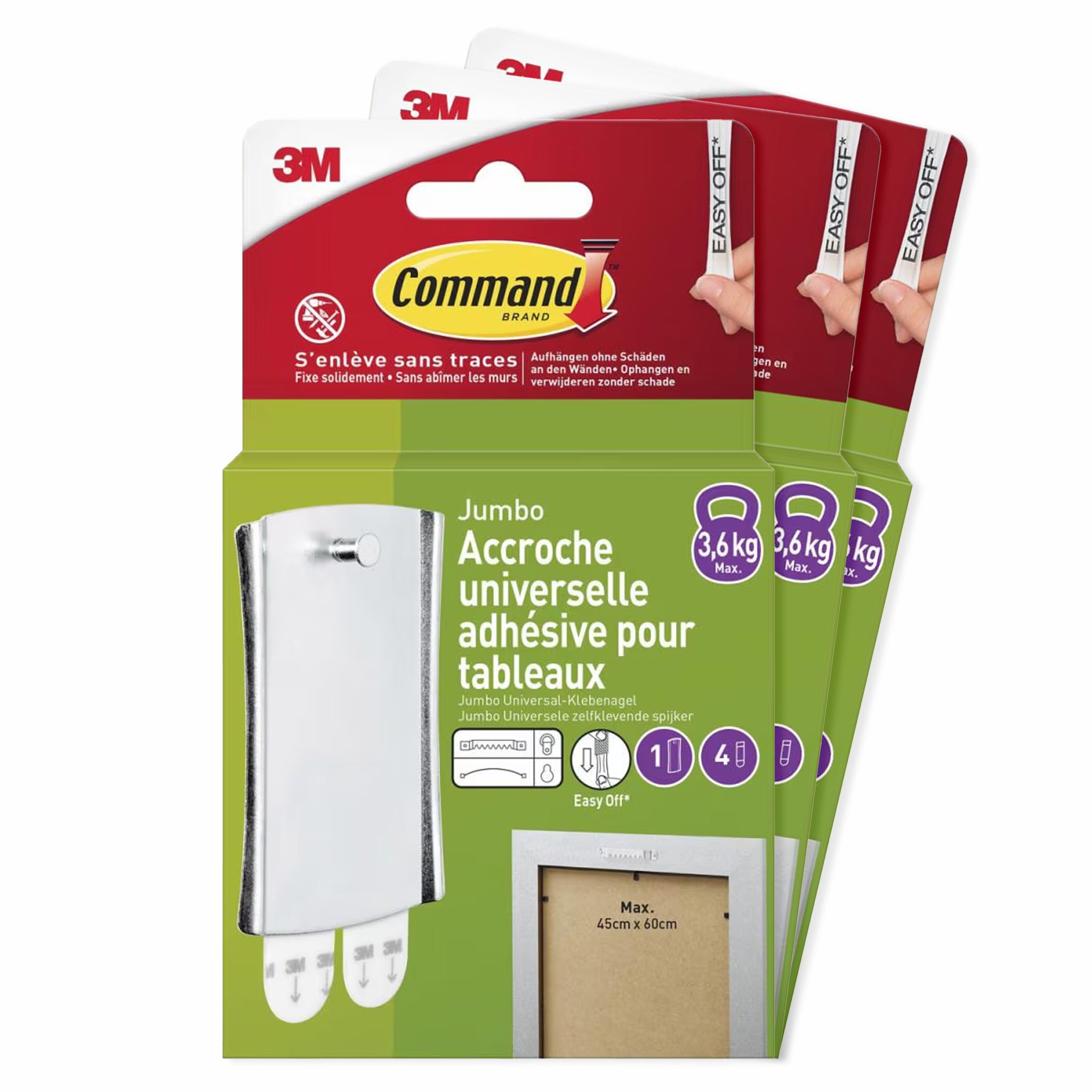 Accroches murales adhésives (Pack de 3)